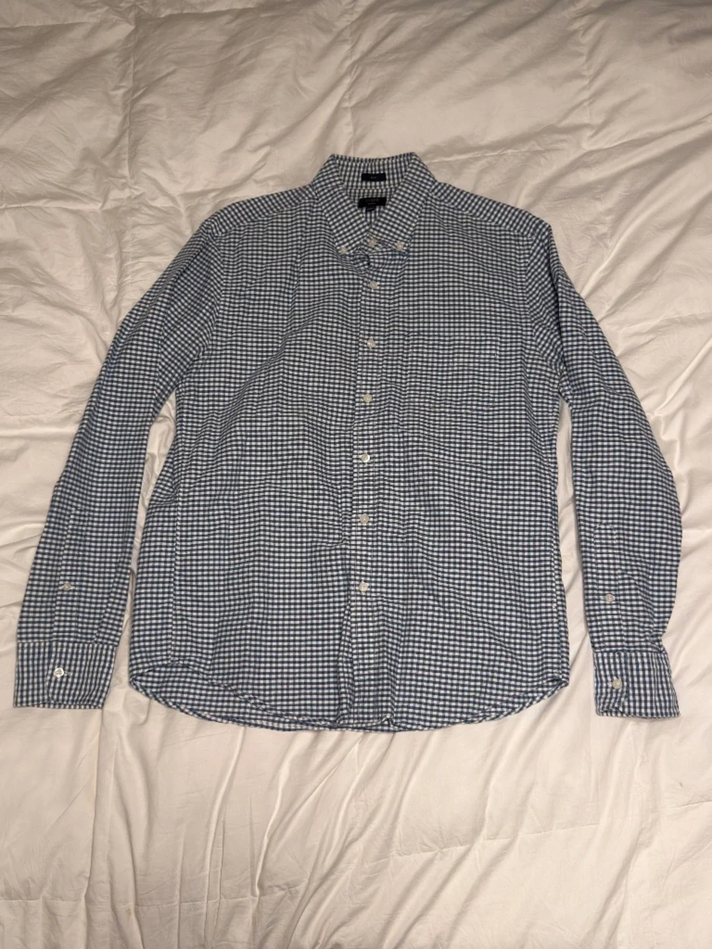 J Crew Oxford Plaid Slim- L - Neck Stained